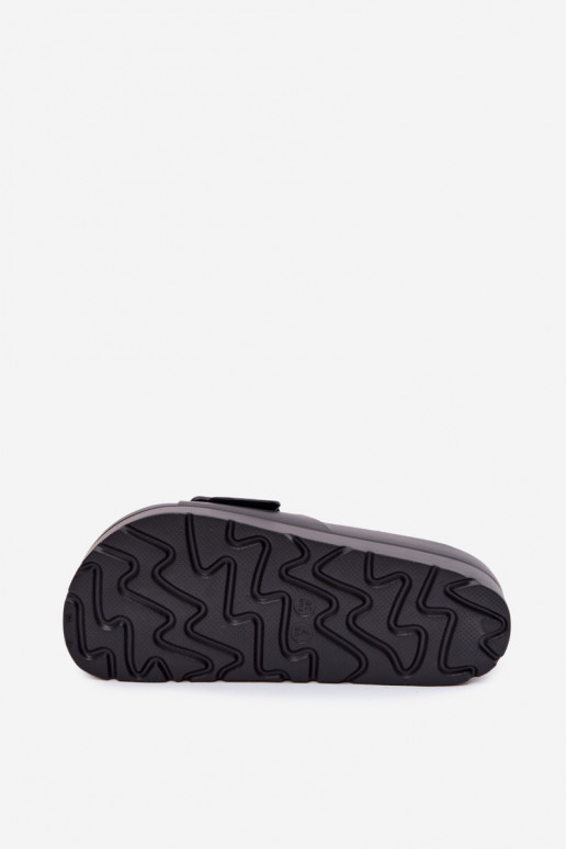 Schwarze Damen-Slipper mit Plattform und Schnallen Caramel