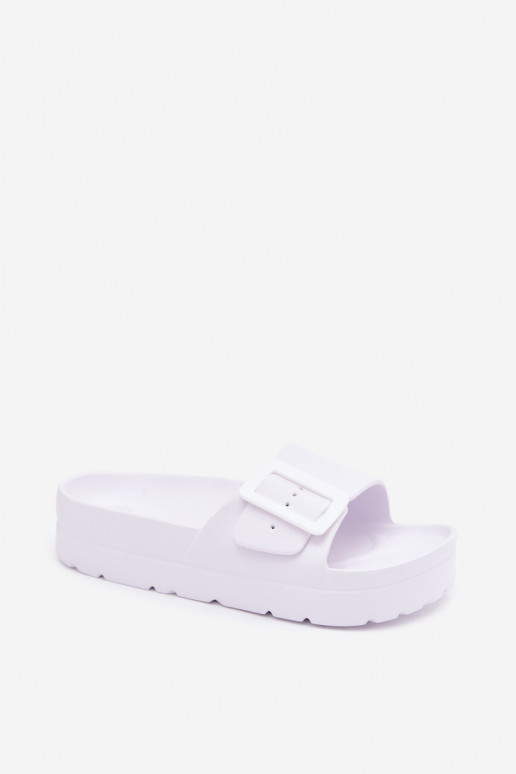 Chaussons blancs pour femmes avec plateforme et boucles Caramel