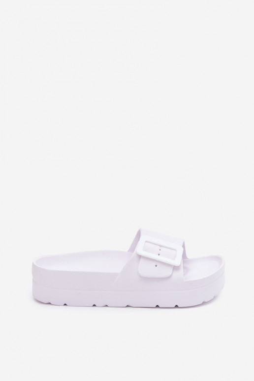 Witte dames slippers met platform en gespen Caramel