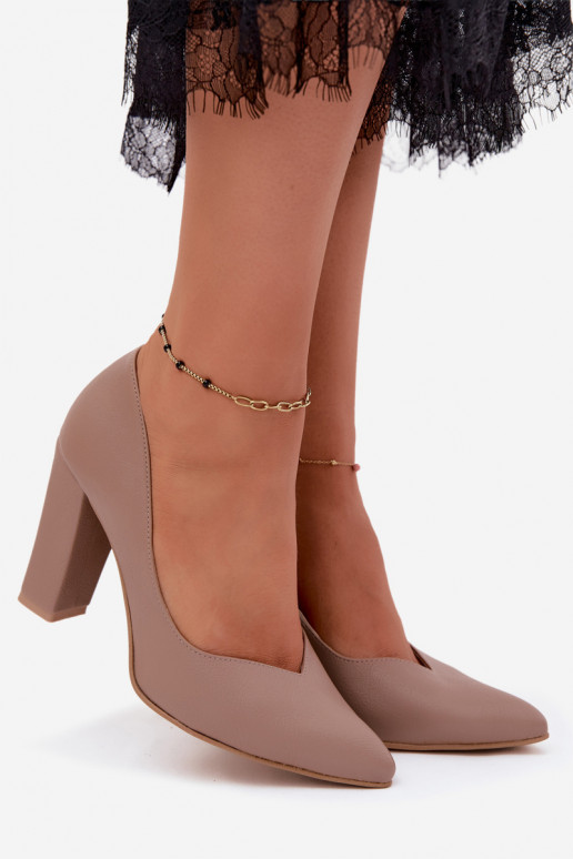 Escarpins couleur argile avec des brides et des bouts pointus Zazoo 853