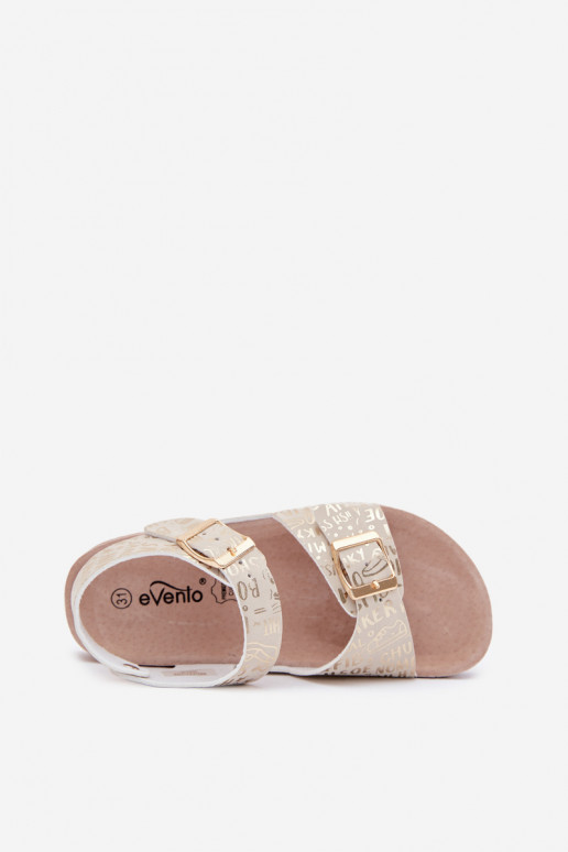 Sandales d'enfants dorées avec boucles et inscriptions Praline