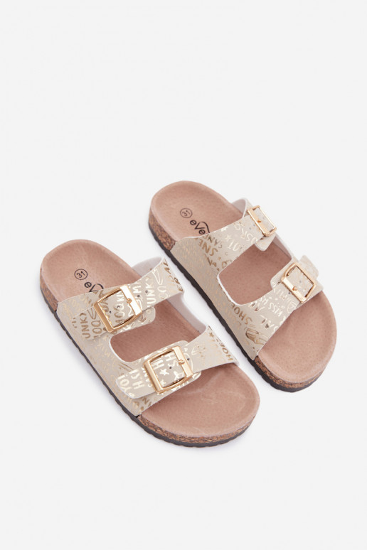 Gouden kinderslippers met gespen Cinnamon