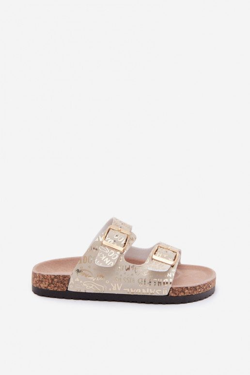 Chaussons d'enfants dorés avec boucles Cinnamon