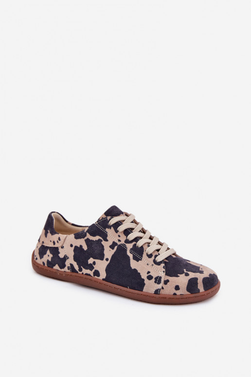 Braun-beige Kunstveloursleder Freizeitschuhe Barefoot Zazoo N1120