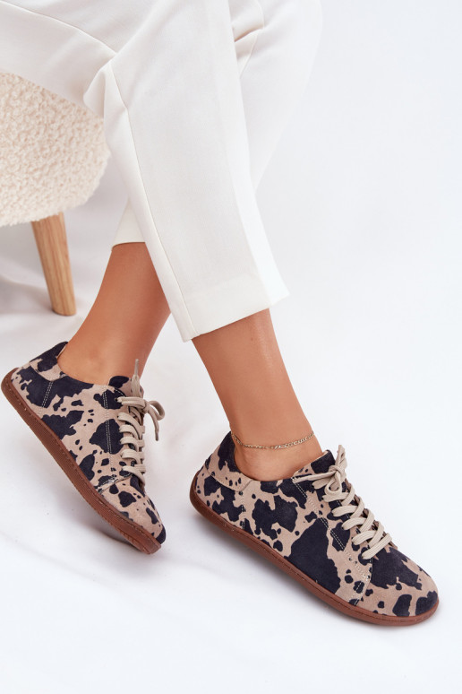 Bruin-beige faux suede casual schoenen Barefoot Zazoo N1120
