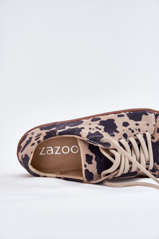 Braun-beige Kunstveloursleder Freizeitschuhe Barefoot Zazoo N1120