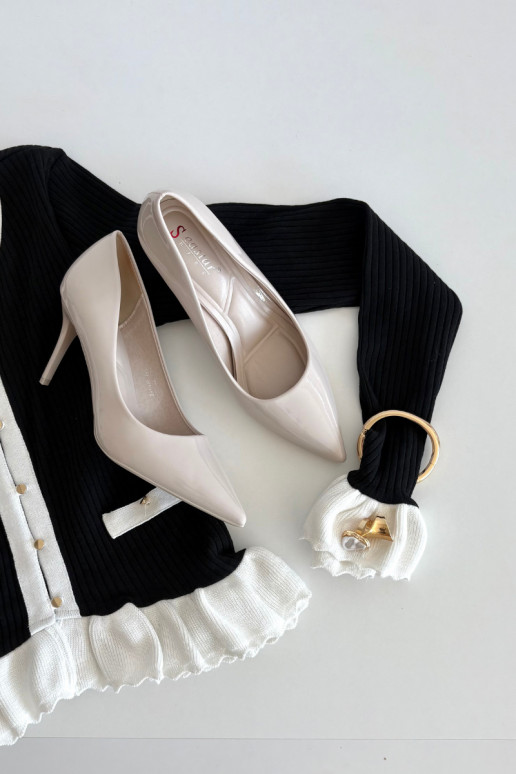 Escarpins en faux cuir ivoire avec effet verni Jadira