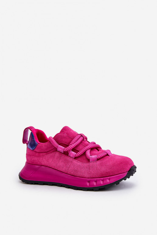 Roze faux suede sneakers met robuuste veters Artiker 54C1461