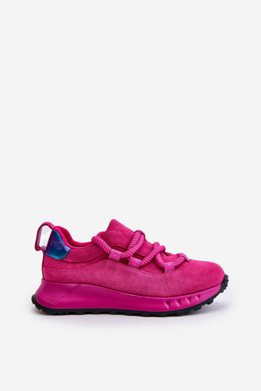 Roze faux suede sneakers met robuuste veters Artiker 54C1461