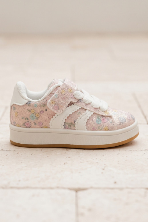 Baskets brillantes avec fleurs en rose Tessina