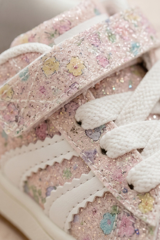 Baskets brillantes avec fleurs en rose Tessina