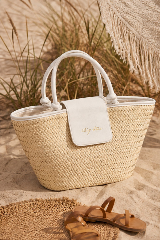 Geflochtene Handtasche Big Star RR574214 in sand-weiß