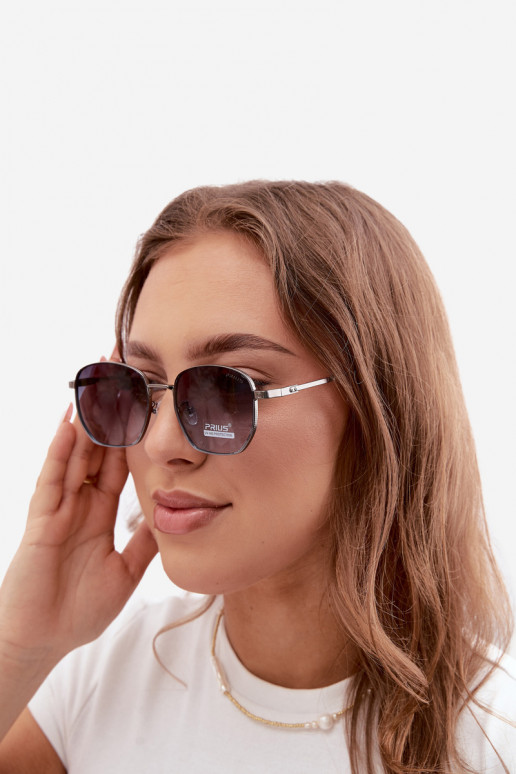 Zonnebril met dunne monturen UV 400 in donkerblauw