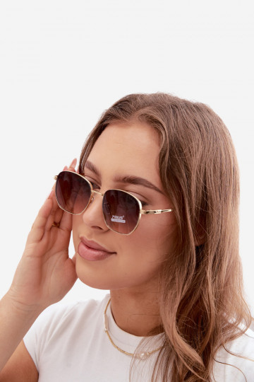 Sonnenbrille mit dünnen Rahmen UV 400 in Braun