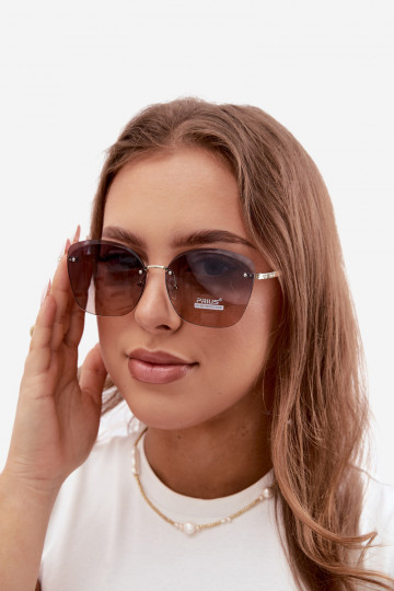 Lunettes de soleil sans monture avec filtre UV 400 couleur marron foncé