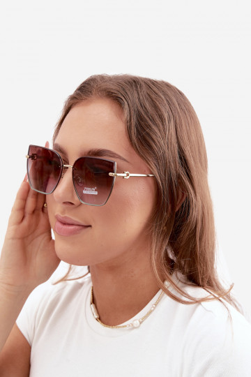 Lunettes de soleil sans monture style œil de chat avec filtre UV 400 marron-bleu