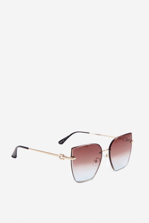 Lunettes de soleil sans monture style œil de chat avec filtre UV 400 marron-bleu