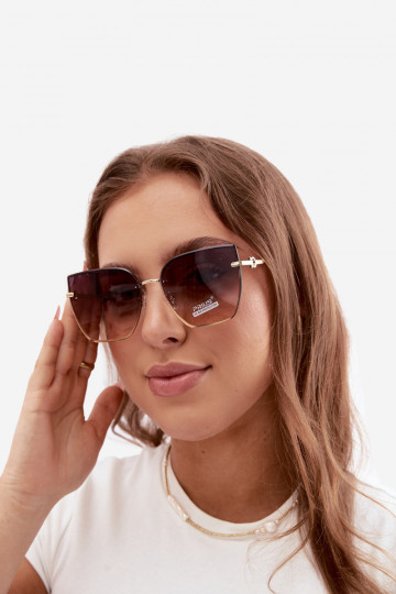 Lunettes de soleil sans monture style œil de chat avec filtre UV 400 marron