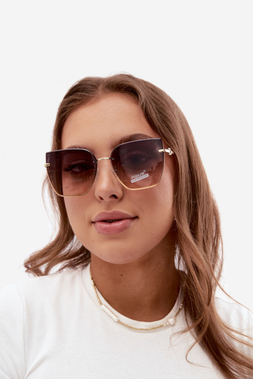 Lunettes de soleil sans monture style œil de chat avec filtre UV 400 marron
