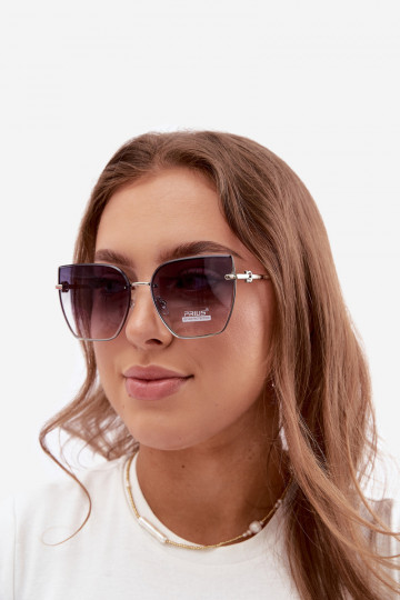 Lunettes de soleil sans monture style œil de chat avec filtre UV 400 bleu foncé