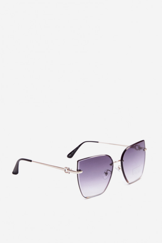 Lunettes de soleil sans monture style œil de chat avec filtre UV 400 bleu foncé