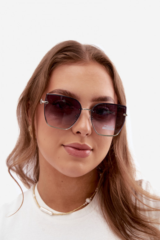 Lunettes de soleil sans monture style œil de chat avec filtre UV 400 bleu foncé