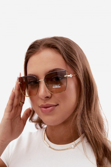 Lunettes de soleil sans monture style œil de chat avec filtre UV 400 jaune