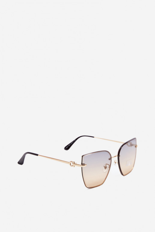 Zonnebril zonder rand in cat-eye stijl met UV 400-filter geel