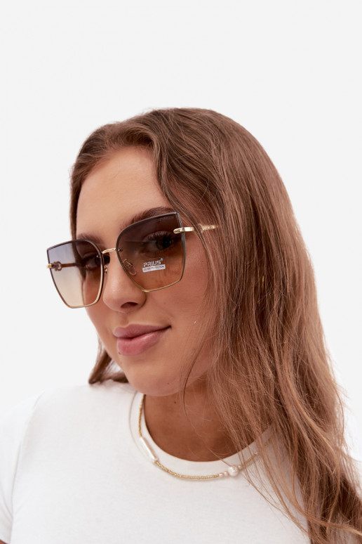 Randlose Cat-Eye-Sonnenbrille mit UV 400 Filter gelb