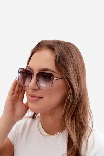 Lunettes de soleil sans monture style œil de chat avec filtre UV 400 bleu