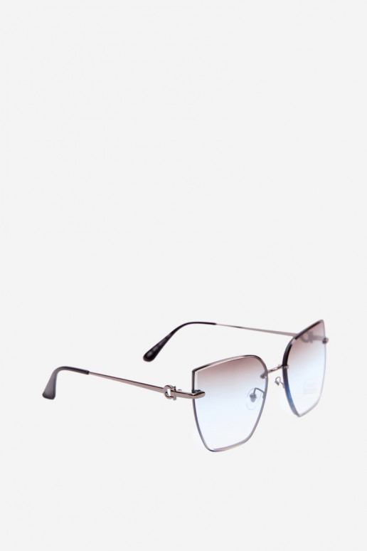 Zonnebril zonder rand in cat-eye stijl met UV 400-filter blauw