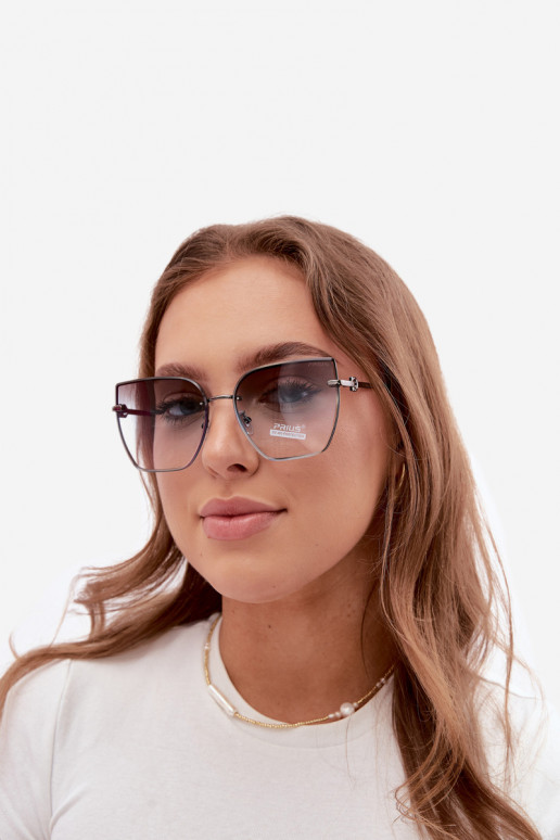 Randlose Cat-Eye-Sonnenbrille mit UV 400 Filter blau