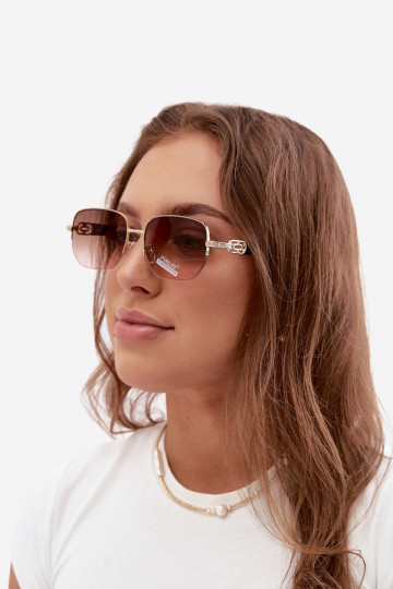 Zonnebril met dunne monturen en UV-filter, roze