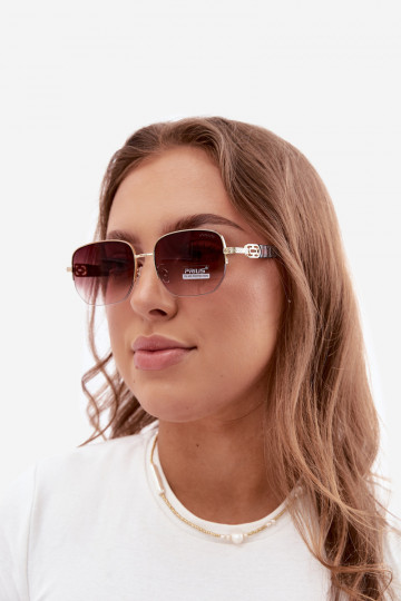 Zonnebril met dunne monturen en UV-filter, bruin
