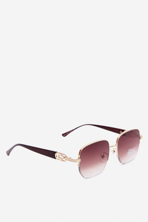 Zonnebril met dunne monturen en UV-filter, bruin
