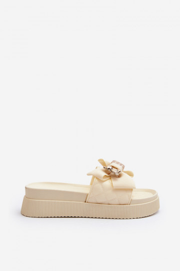 Chaussons beiges pour femmes avec des nœuds et des ours en peluche Katterina 2