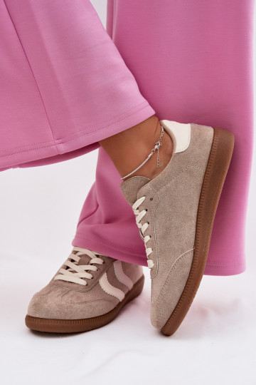 Beige dames sneakers in faux suede Jesavella 2