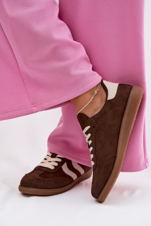 Baskets chocolat pour femmes en daim synthétique Jesavella
