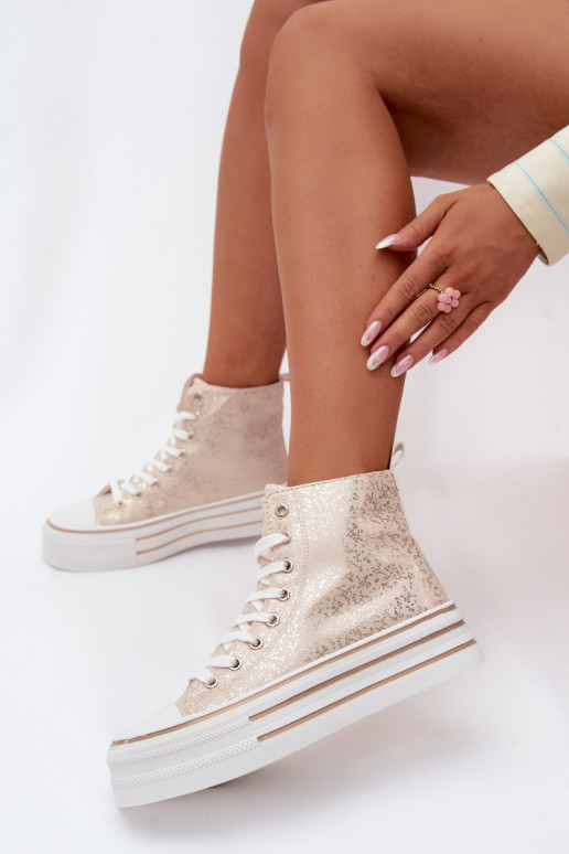 Bottes de loisirs pour femmes dorées sur plateforme INildrose