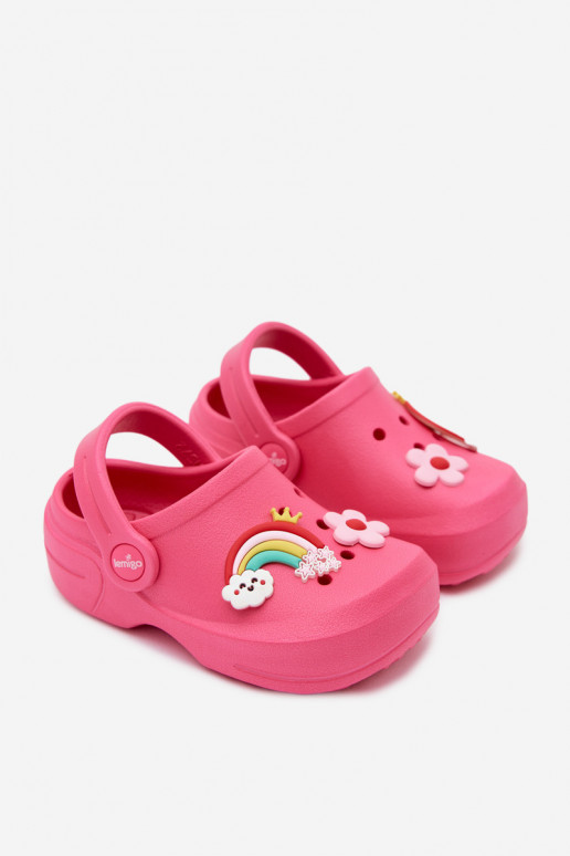 Rosa Kinder leichte Clogs mit Schnallen LEMIGO LUPO