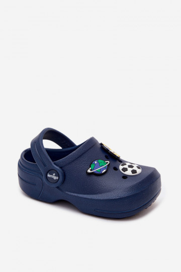 Dunkelblaue Jungen leichte Clogs mit Schnallen LEMIGO COSMO