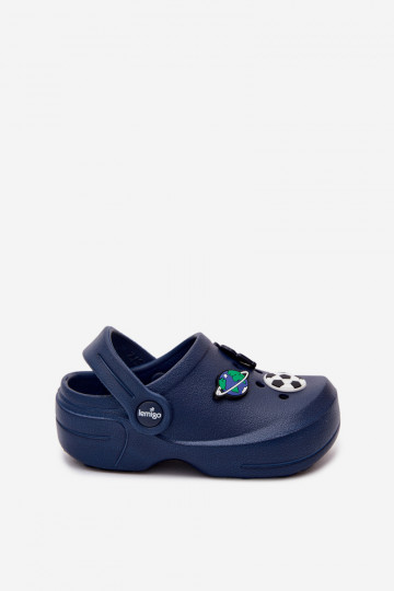 Sabots légers pour garçons bleu foncé avec boucles LEMIGO COSMO 2