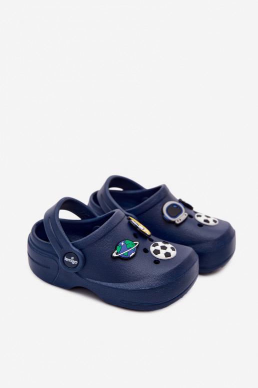 Dunkelblaue Jungen leichte Clogs mit Schnallen LEMIGO COSMO