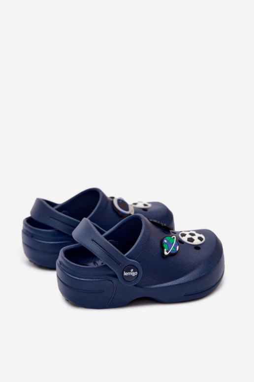 Dunkelblaue Jungen leichte Clogs mit Schnallen LEMIGO COSMO