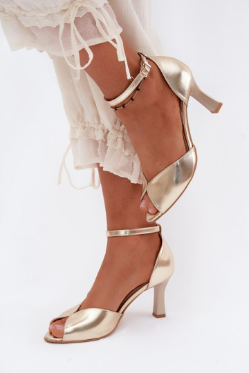 Gouden dames sandalen op een klein hakje Zazoo 1120