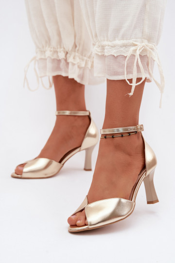 Gouden dames sandalen op een klein hakje Zazoo 1120 2