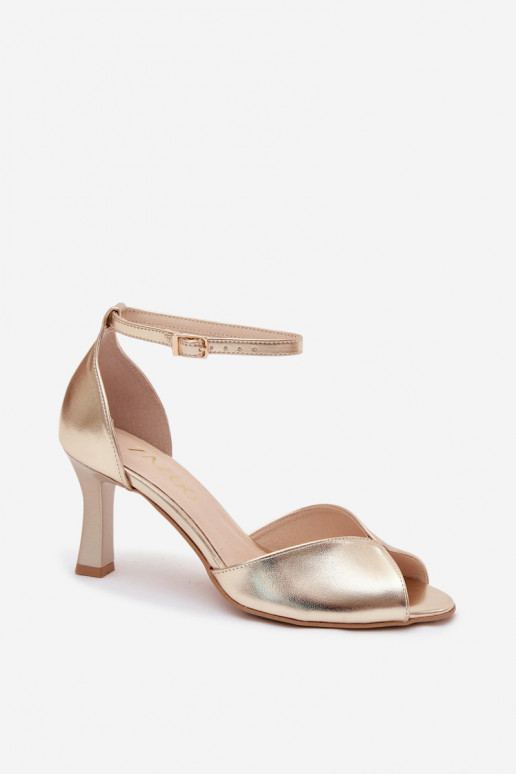 Gouden dames sandalen op een klein hakje Zazoo 1120