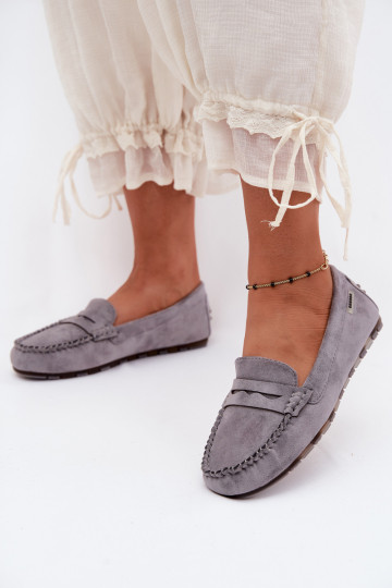 Grijze faux suede platte mocassins Galadriel 2