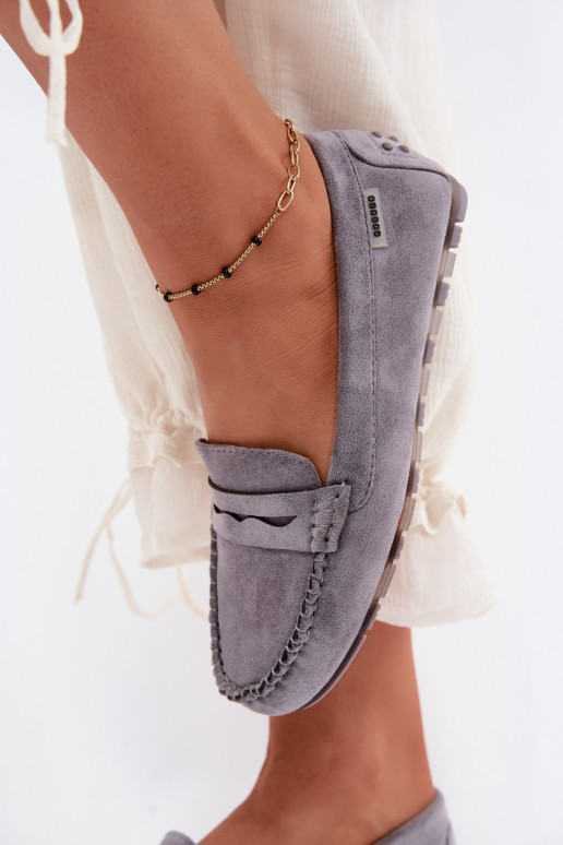 Grijze faux suede platte mocassins Galadriel
