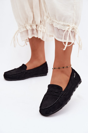 Zwarte faux suede platte mocassins Galadriel 2